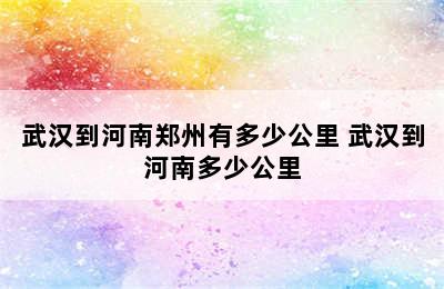 武汉到河南郑州有多少公里 武汉到河南多少公里